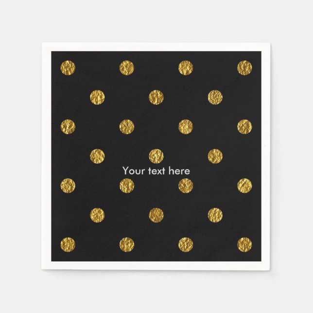 En Papier Serviettes de Pois de fête Black & Gold Faux (Devant)