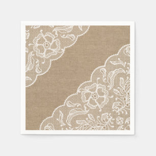 En Papier Serviettes de toile de jute et de dentelle