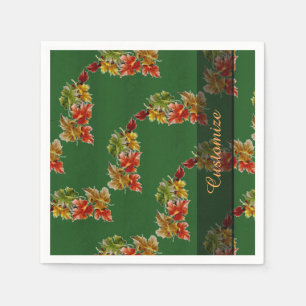 En Papier Serviettes de vert de motif de feuille d'automne