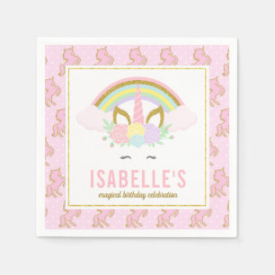 En Papier Serviettes magiques d'arc-en-ciel et de licorne