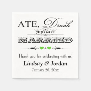 En Papier Serviettes Mariage Coeurs et manuscrits de citron 