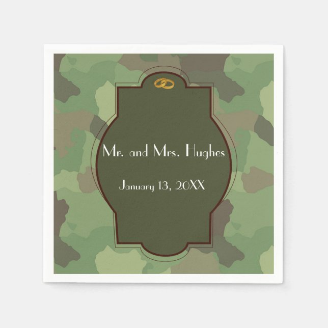 En Papier Serviettes mariages à thème mariage de l'armée (Devant)