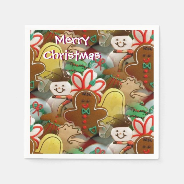 En Papier Serviettes Motif de cookies de Noël (Devant)
