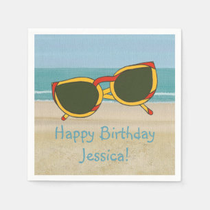 En Papier Serviettes nommées d'anniversaire de lunettes de