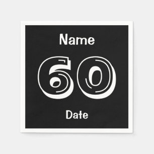 En Papier Serviettes personnalisées 60e anniversaire Black P