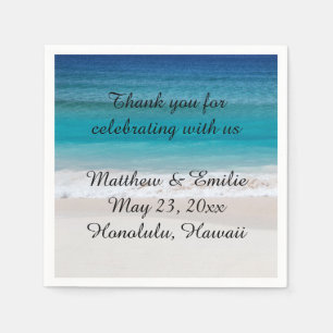 En Papier Serviettes personnalisées de mariage de plage