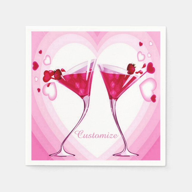 En Papier Serviettes pour verres à cocktail rose (Devant)