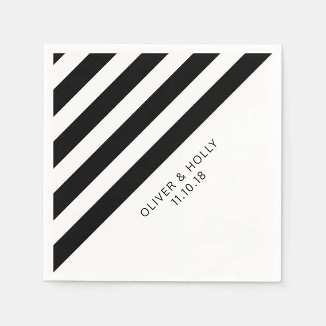 En Papier Serviettes rayées noir et blanc (Devant)