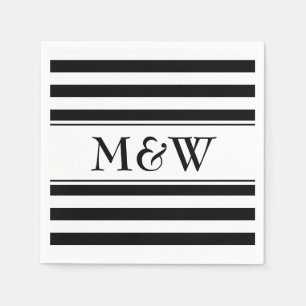 En Papier Serviettes rayées noir et blanc pour mariage