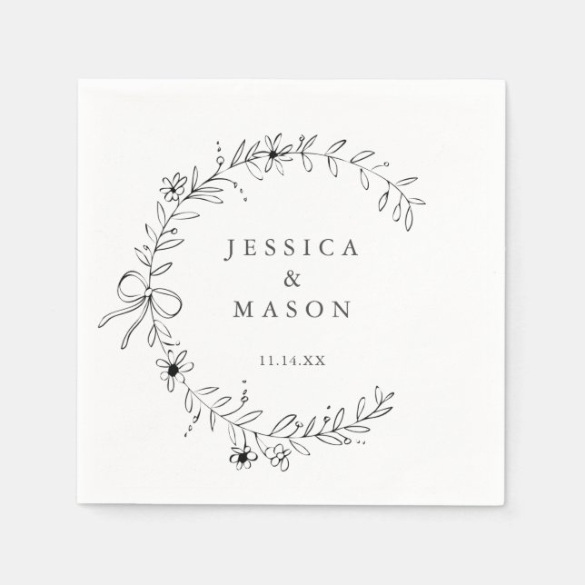 En Papier Serviettes Rustiques Mariages - Cocktail Serviette (Devant)