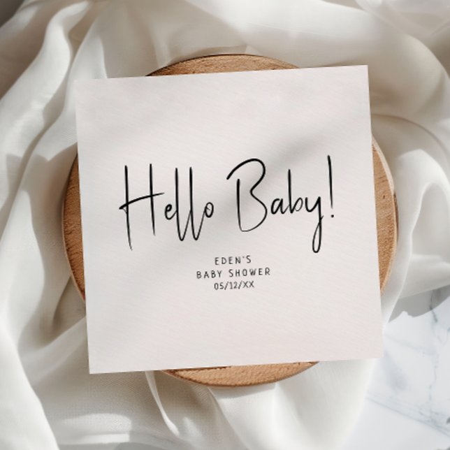 En Papier Simple moderne Neutral Hello Baby shower serviette (Créateur téléchargé)