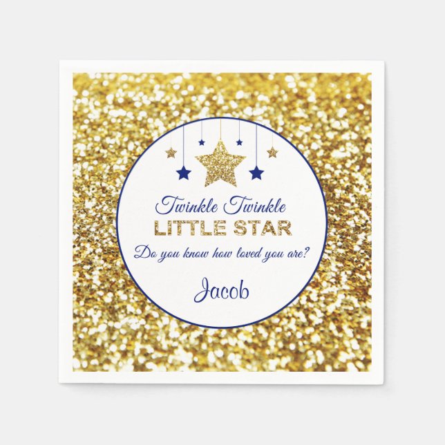 En Papier Twinkle scintiller petite étoile serviettes marine (Devant)