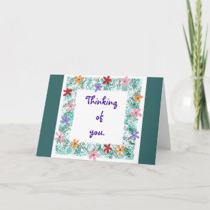 En pensant à vous, cartes avec bordure de fleur