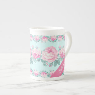 En Porcelaine Cadeau floral chic minable personnalisé de tasse