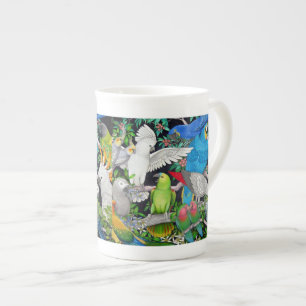 En Porcelaine Perroquets d'animal familier de la tasse de