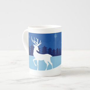 En Porcelaine Reindeer Illustration nom personnalisé tasse