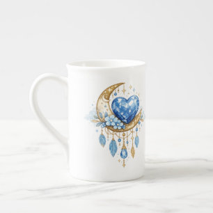 En Porcelaine Tasse à café Boho Moon et Crystal Heart – Fantaisi