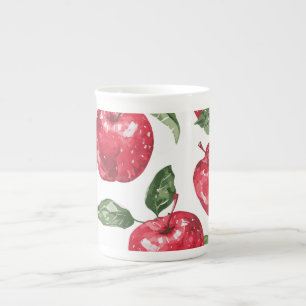 En Porcelaine Tasse à café Pomme Rouge Aquarelle