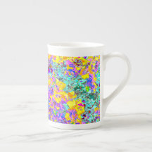 Tasse d'art abstrait vibrant – Turquoise Magenta J