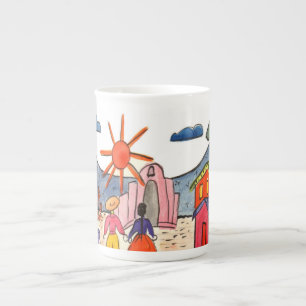 En Porcelaine Tasse de café mexicaine de scène