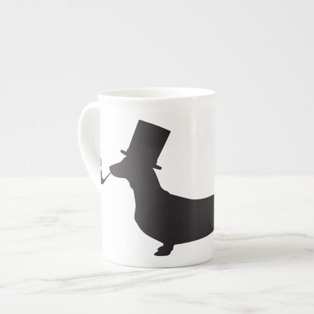 En Porcelaine Tasse de chien de saucisse (Devant gauche)