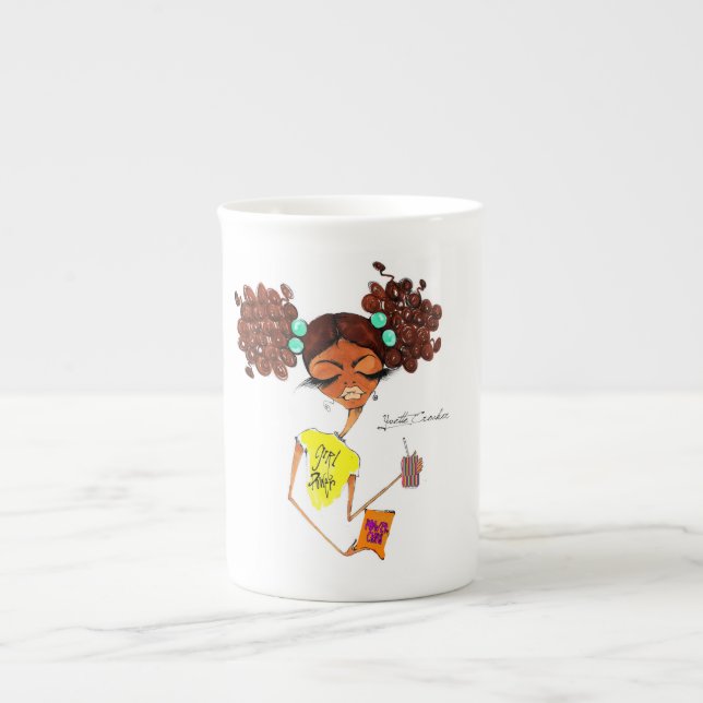 En Porcelaine Tasse de puissance de fille (Devant)