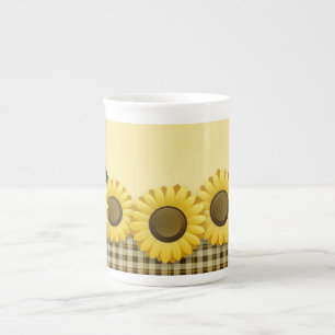 En Porcelaine Tasse de thé de tournesol de plaid