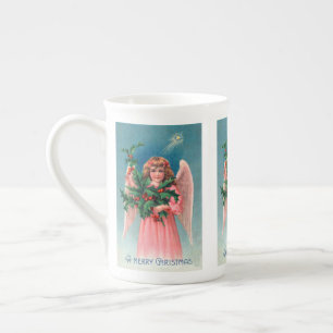 En Porcelaine Tasse de thé vintage d'ange de rose de Noël