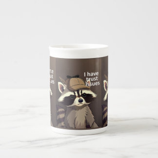En Porcelaine Tasse Raton Laveur Problèmes de Confiance | Raton