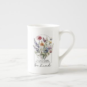 En Porcelaine Tasse Sois Gentil – Fleur Sauvage Aquarelle Gentil