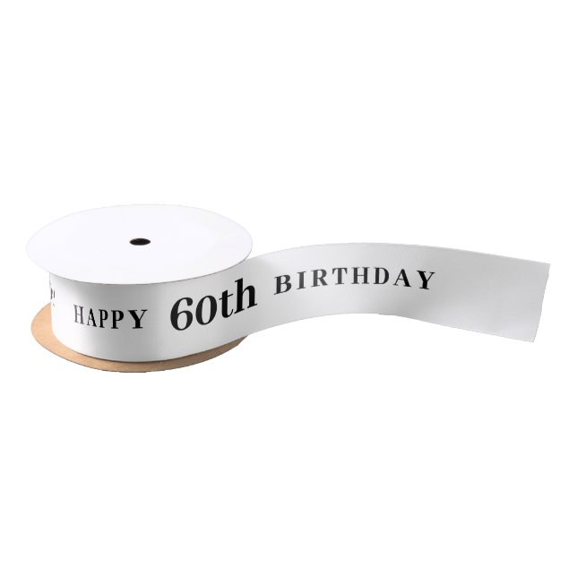 En Satin 60 fêter : Joyeux ruban blanc d'anniversaire (Bobine)