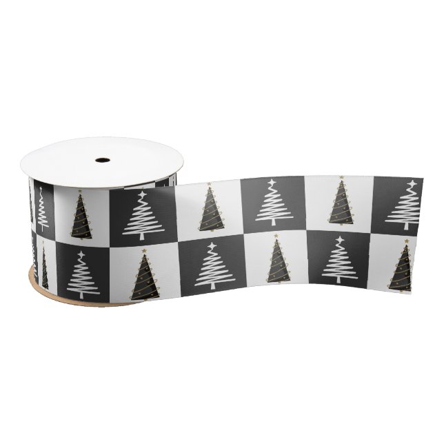 En Satin Arbre de Noël noir et blanc moderne Ruban (Bobine)