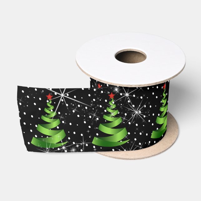 En Satin Arbres de Noël au ruban vert étincelant (Bobine)