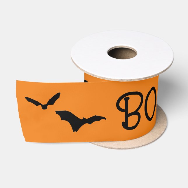 En Satin Bats volants BOO Halloween Bats orange Ruban (Bobine)