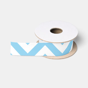 En Satin Bébé bleu et blanc moyen Horiz. Ruban Chevron