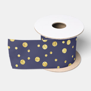 En Satin Bleu bleu bleu Golden Chic Dots Motif Ruban