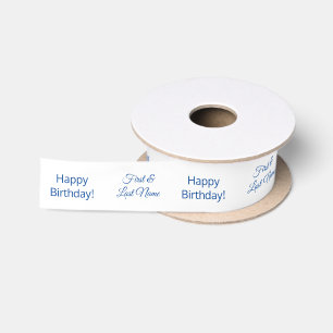 En Satin Bleu personnalisé Bleu Joyeux ruban d'anniversaire