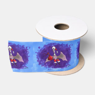 En Satin bobine de ruban bleu père Noël Bat