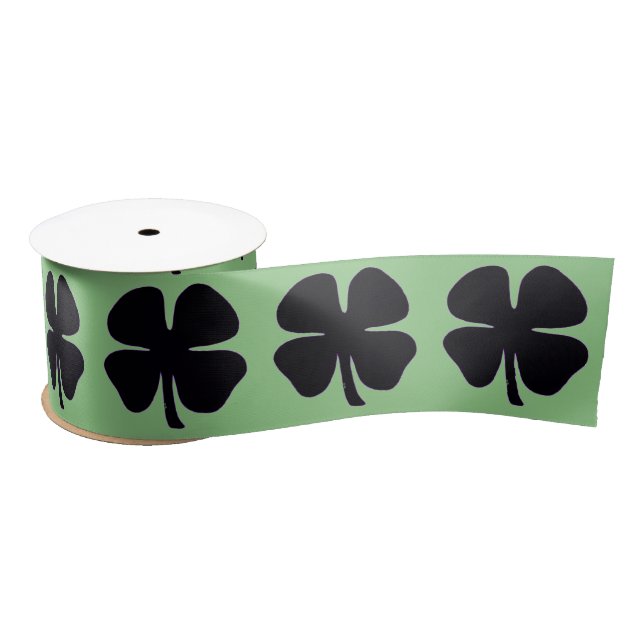 En Satin Boule de ruban vert Clover noir (Bobine)