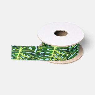 En Satin Cadeau de ruban Feuille tropical