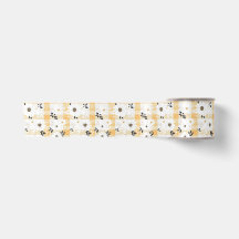 Carreaux Jaune Gai & Ruban Petites Fleurs