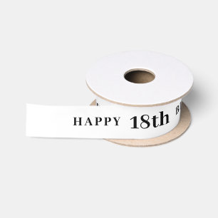 En Satin Célébration 18 : Joyeux Anniversaire Ruban blanc