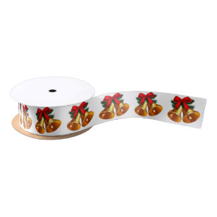 En Satin Cloches D'Or Et Ruban Blanc Vide