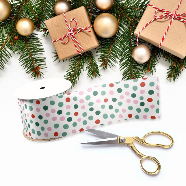 En Satin Confetti Noël Motif moderne Ruban (Ribbon shown in 3 inches wide. Choose size and satin or grosgrain.)