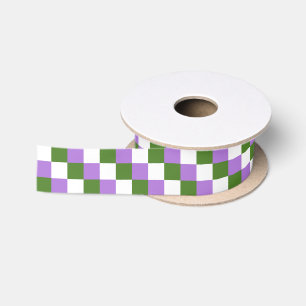 En Satin Couleurs à damiers ruban motif