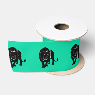 En Satin Couleurs personnalisées Ruban avec Lion - Vert