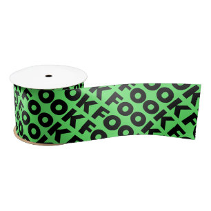 En Satin Cuillère à ruban noir vert