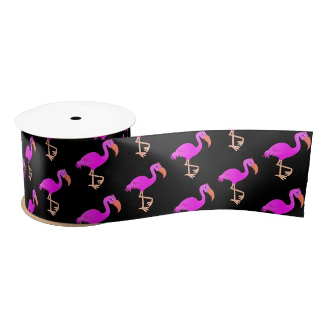 En Satin Cute Flamants roses roses ruban satiné (Bobine)