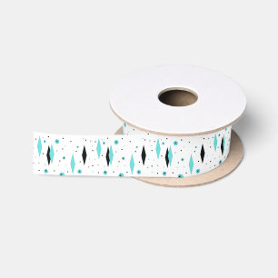 En Satin Diamants turquoise rétro & Starbursts Ruban satiné
