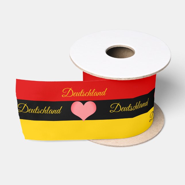 En Satin Drapeau Allemand Ruban Tricolor, Coeurs, Amour All (Bobine)